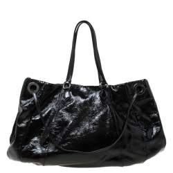 Pre Owned Valentino Black Patent Leather Hobo