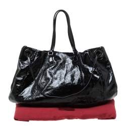 Pre Owned Valentino Black Patent Leather Hobo