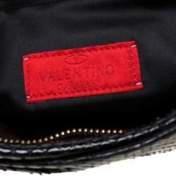 Pre Owned Valentino Black Snakeskin Bow Clutch