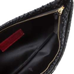 Pre Owned Valentino Black Snakeskin Bow Clutch