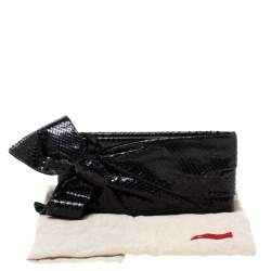 Pre Owned Valentino Black Snakeskin Bow Clutch