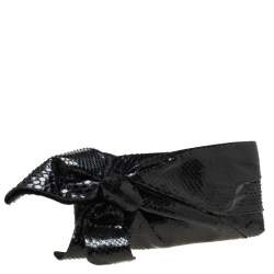 Pre Owned Valentino Black Snakeskin Bow Clutch