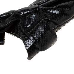 Pre Owned Valentino Black Snakeskin Bow Clutch