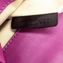 Pre Owned Valentino Fuschia Leather Rockstud Large Glam Lock Top Handle Bag