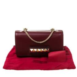 Pre Owned Valentino Burgundy Leather Medium Va Va Voom Chain Shoulder Bag