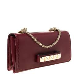 Pre Owned Valentino Burgundy Leather Medium Va Va Voom Chain Shoulder Bag