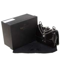 Valentino Black Patent Leather Rockstud Mini Glam Lock Shoulder Bag