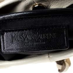 Pre Owned Yves Saint Laurent Beige Leather Rive Gauche Mombasa Shoulder Bag