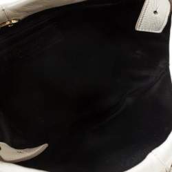 Pre Owned Yves Saint Laurent Beige Leather Rive Gauche Mombasa Shoulder Bag