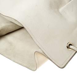 Pre Owned Yves Saint Laurent Beige Leather Rive Gauche Mombasa Shoulder Bag