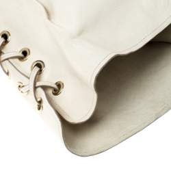 Pre Owned Yves Saint Laurent Beige Leather Rive Gauche Mombasa Shoulder Bag