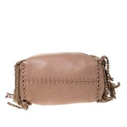 Pre Owned Valentino Beige Leather Rockstud Fringed Tote