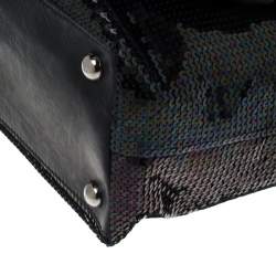 Pre Owned Valentino Navy Blue Sequin Small Petale Tote