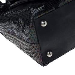 Pre Owned Valentino Navy Blue Sequin Small Petale Tote