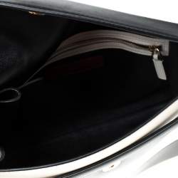Pre Owned Valentino Black/White Striped Leather My Rockstud Top Handle Bag