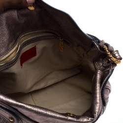 Pre Owned Valentino Metallic Rose Gold Leather Catch Satchel