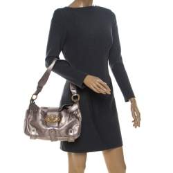 Pre Owned Valentino Metallic Rose Gold Leather Catch Satchel