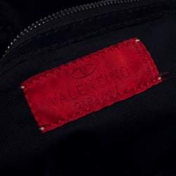 Pre Owned Valentino Black Suede and Python Leather Crystal Catch Hobo