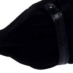 Pre Owned Valentino Black Suede and Python Leather Crystal Catch Hobo