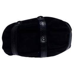 Pre Owned Valentino Black Suede and Python Leather Crystal Catch Hobo