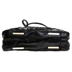 Pre Owned Valentino Black Leather and Lace Demetra Tote