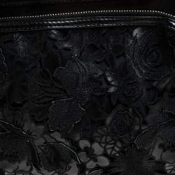 Pre Owned Valentino Black Leather and Lace Demetra Tote