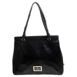 Pre Owned Valentino Black Leather and Lace Demetra Tote