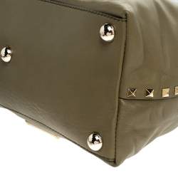 Pre Owned Valentino Khaki Green Leather Rockstud Satchel