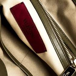 Pre Owned Valentino Khaki Green Leather Rockstud Satchel