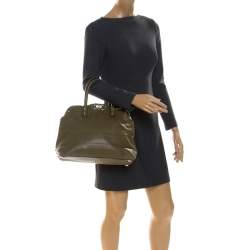 Pre Owned Valentino Khaki Green Leather Rockstud Satchel