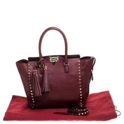 Pre Owned Valentino Red Leather Medium Rockstud Tote