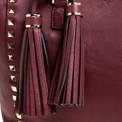 Pre Owned Valentino Red Leather Medium Rockstud Tote
