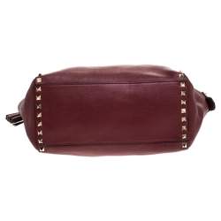 Pre Owned Valentino Red Leather Medium Rockstud Tote