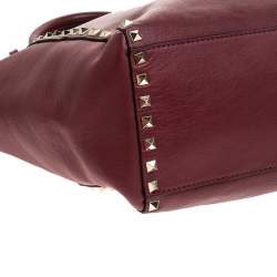 Pre Owned Valentino Red Leather Medium Rockstud Tote