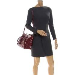 Pre Owned Valentino Red Leather Medium Rockstud Tote