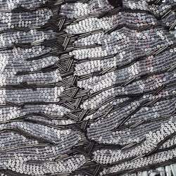 Pre Owned Valentino Silver/Olive Green Sequins Embellished Fabric and Leather Tote