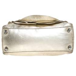 Pre Owned Valentino Metallic Gold Leather Petale Rose Satchel
