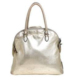 Pre Owned Valentino Metallic Gold Leather Petale Rose Satchel