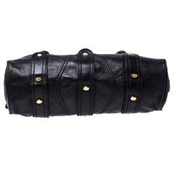 Pre Owned Valentino Black Leather Crystal Catch Satchel