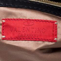 Pre Owned Valentino Black Leather Crystal Catch Satchel