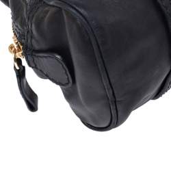 Pre Owned Valentino Black Leather Crystal Catch Satchel