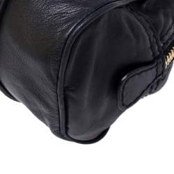 Pre Owned Valentino Black Leather Crystal Catch Satchel