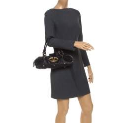 Pre Owned Valentino Black Leather Crystal Catch Satchel