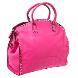 Pre Owned Valentino Pink Rockstud Leather Satchel