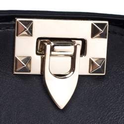 Pre Owned Valentino Black Leather Small Rockstud Shopper Tote