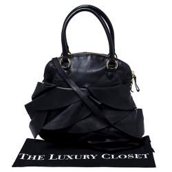 Pre Owned Valentino Black Leather Petale Dome Satchel