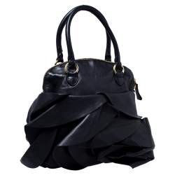 Pre Owned Valentino Black Leather Petale Dome Satchel