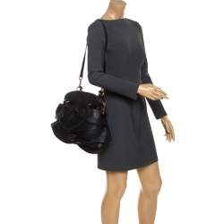 Pre Owned Valentino Black Leather Petale Dome Satchel