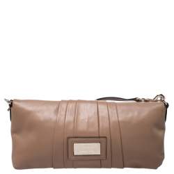 Pre Owned Valentino Nude Leather Bow Flap Clutch