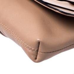 Pre Owned Valentino Nude Leather Bow Flap Clutch